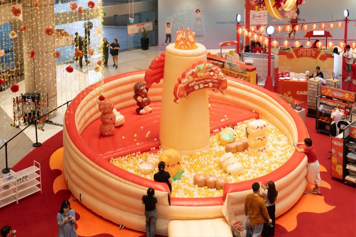 lunar new year festival celebrates with giant ‘hotpot’ inflatable playground