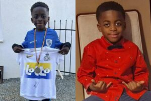 Aspiring footballer Jean Kylian Essombe was killed when a sudden gust of wind sent the inflatable flying.