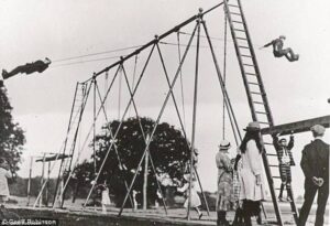 Early playground designs reflected strict ideas around discipline, structured movement, and physical development rather than imaginative free play.