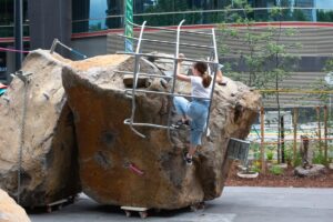 ‘Risky Play’ Debate Resurfaces as Melbourne Playground Sparks Fresh Controversy Hewson’s sculptures seem like they’re teetering on the verge of collapse.