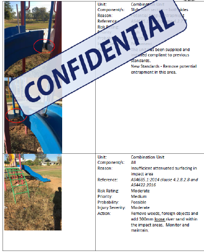 Playground equipment inspection report
