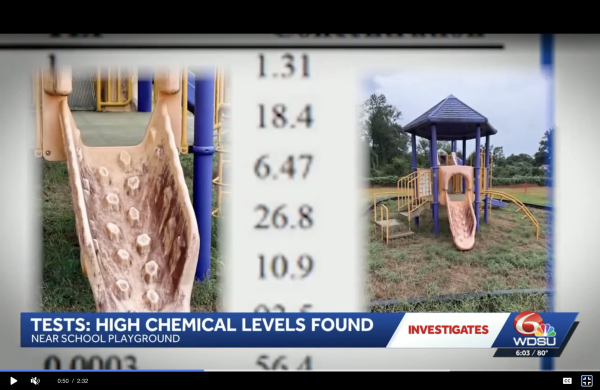 Playground slide and chemical test results